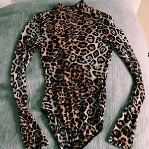semi sheer leopard bodysuit